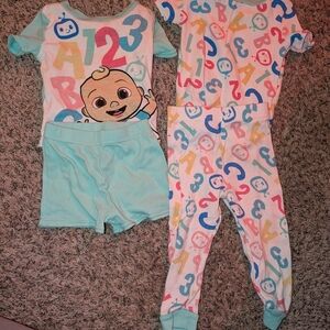 Kids Two-Piece Pajama Set in Aqua and Multi-Color